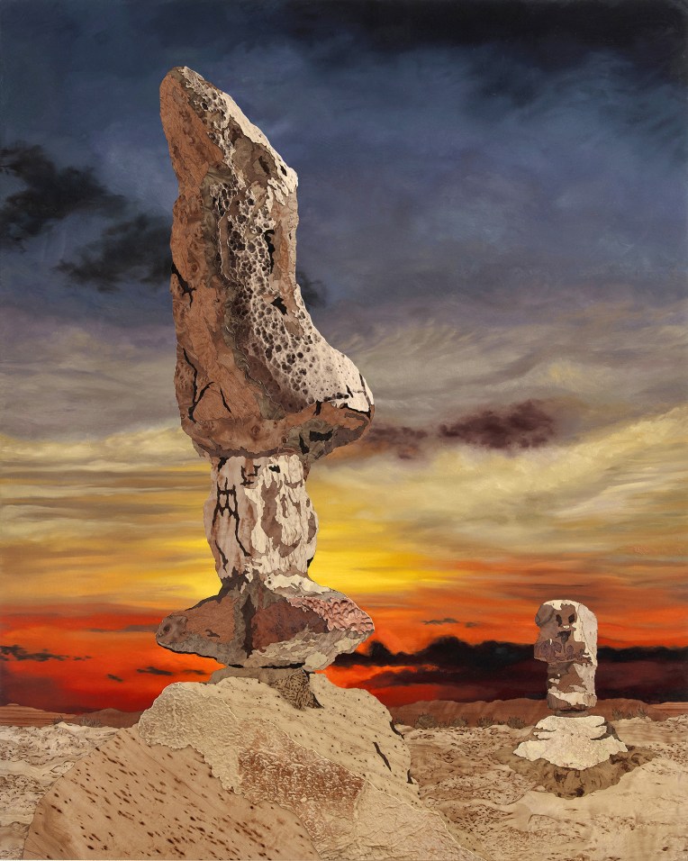 GSENM: Hoodoo No. 1, 2018, marquetry hybrid on panel, 35 x 28 inches