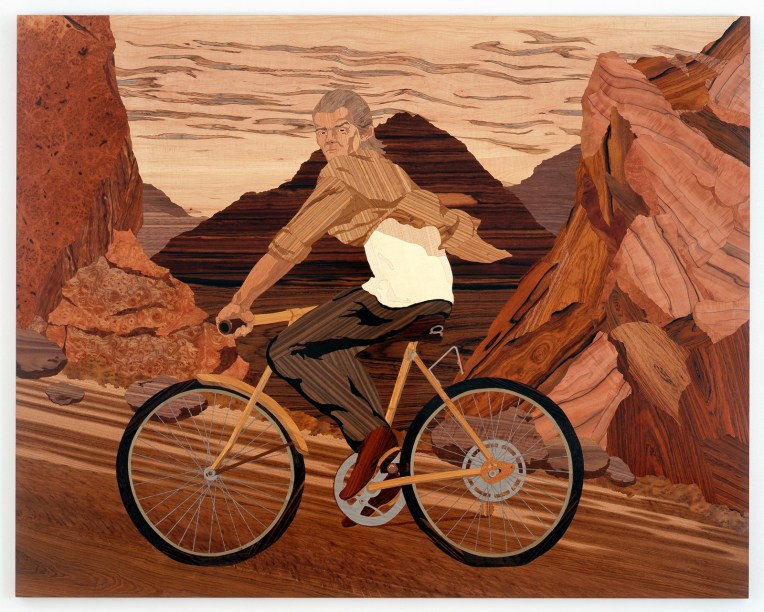 Hank, 2007, marquetry: wood veneer and shellac, 57 x 72 inches