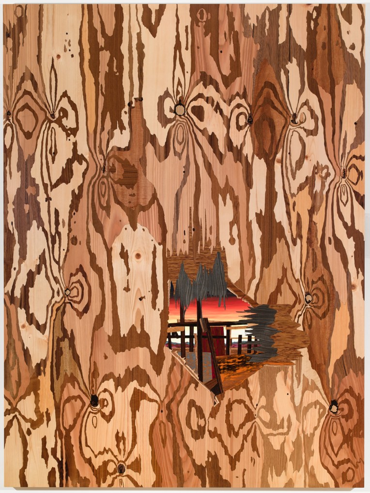 The Optimist's Ennui, 2013, marquetry hybrid, 62 x 47 inches